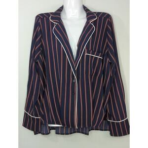 NWT Soncy Striped Pajama Top Blouse Blue‎ Red White Long Sleeve Size 1 (14/6)